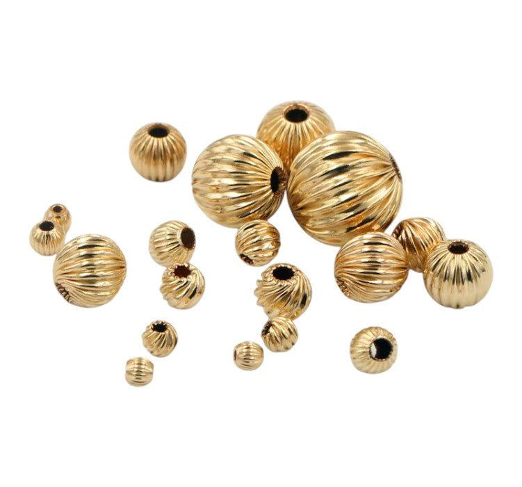 14/20 gold-filled ronde kralen geribbeld